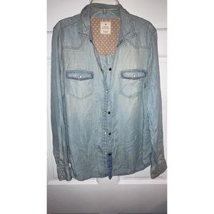 American Eagle Jean Button Up Top Vintage Boyfriend Style Large